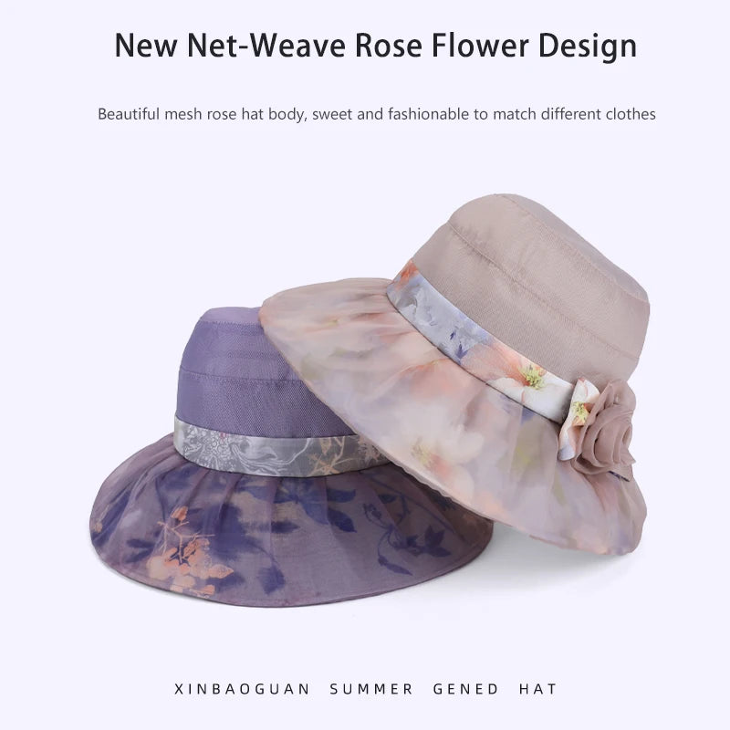 6185-New summer women's outdoor fashionable stylish mom's sun protectionhatwithmeshfabric,breathablelargebrim, fishermanstylehat
