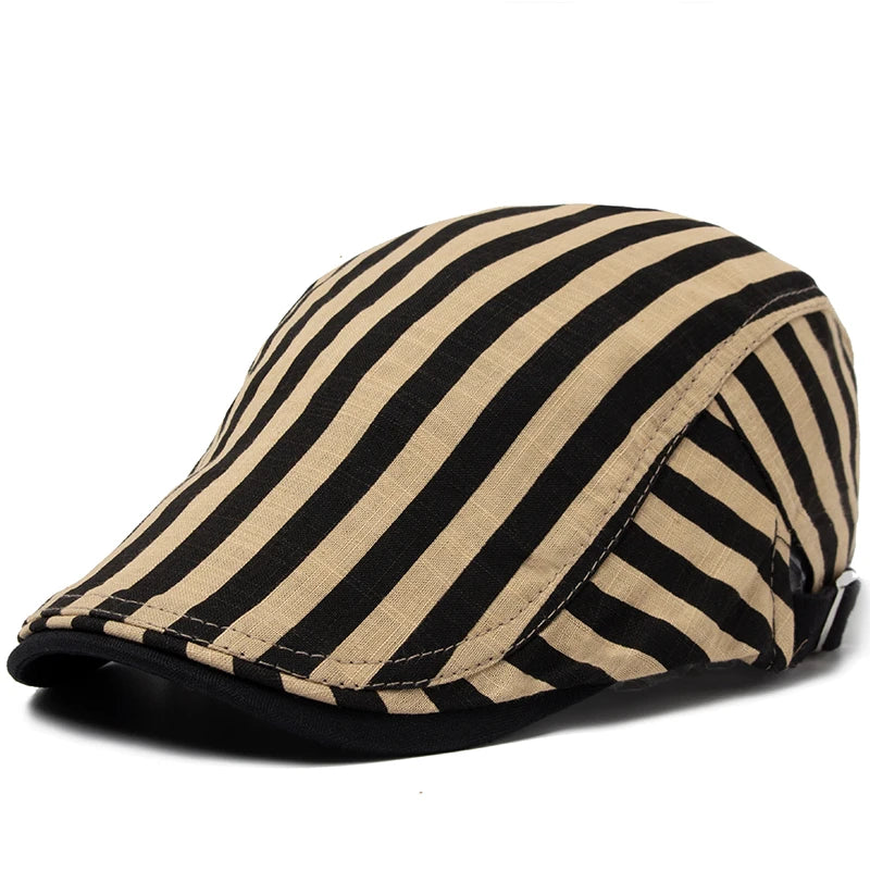 CNTANG New Summer Thin Beret Fashion Men Vintage Plaid Cotton Linen Visor Flat Caps For Women Berets Boina Casual Female