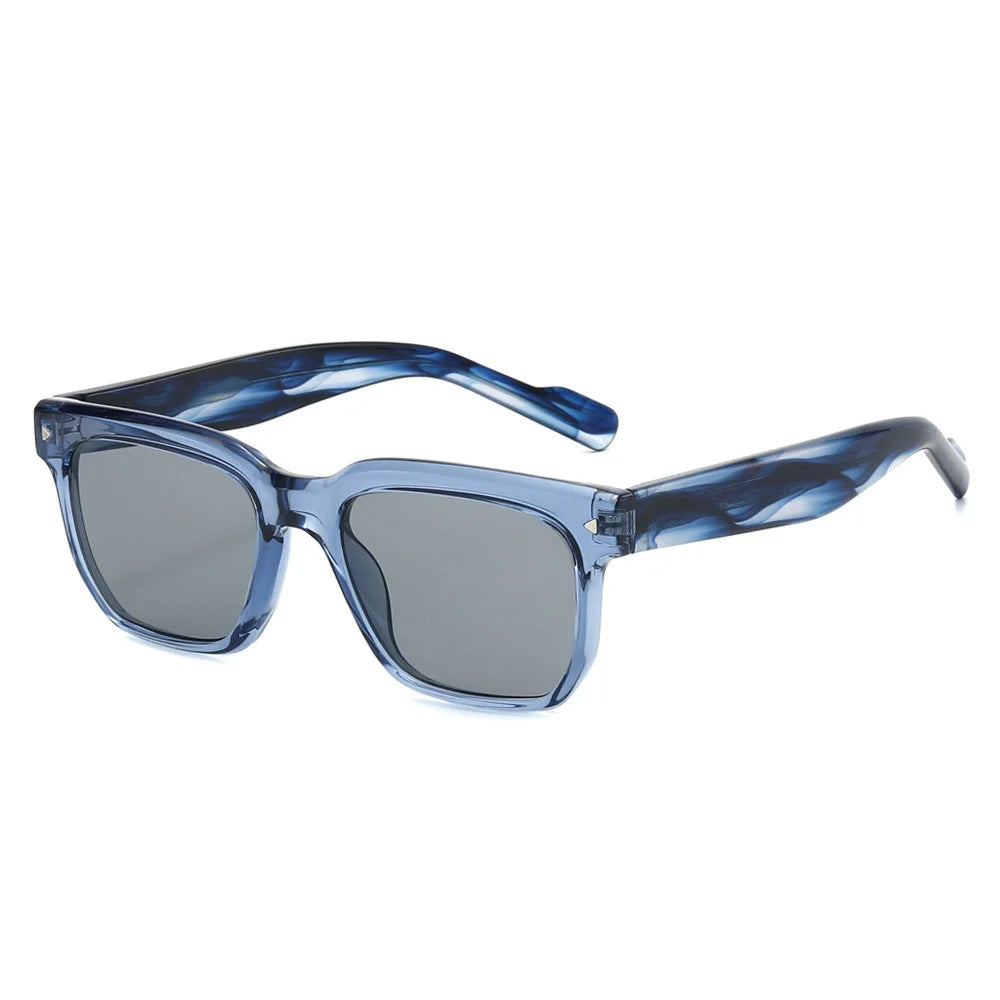 JNPCXI New Square Women Sunglasses Shades UV400 Fashion Clear Lens Frame Retro Rivet Men Sun Glasses