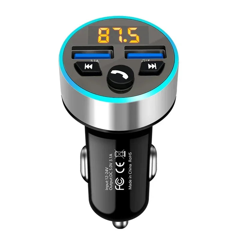 Car Cigarette Lighter Fm Transmitter Bluetooth Receiver Audio Quality MP3 Player Adapter Dual USB Fast Charger Smartphone Charge