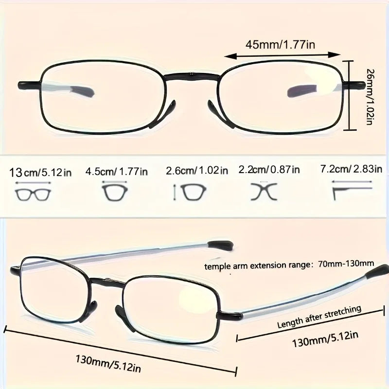 Folding Reading Glasses with Blue Light Blocking Lenses +1.0 to +4.0 Strengths Portable Pocket Design for Men Women