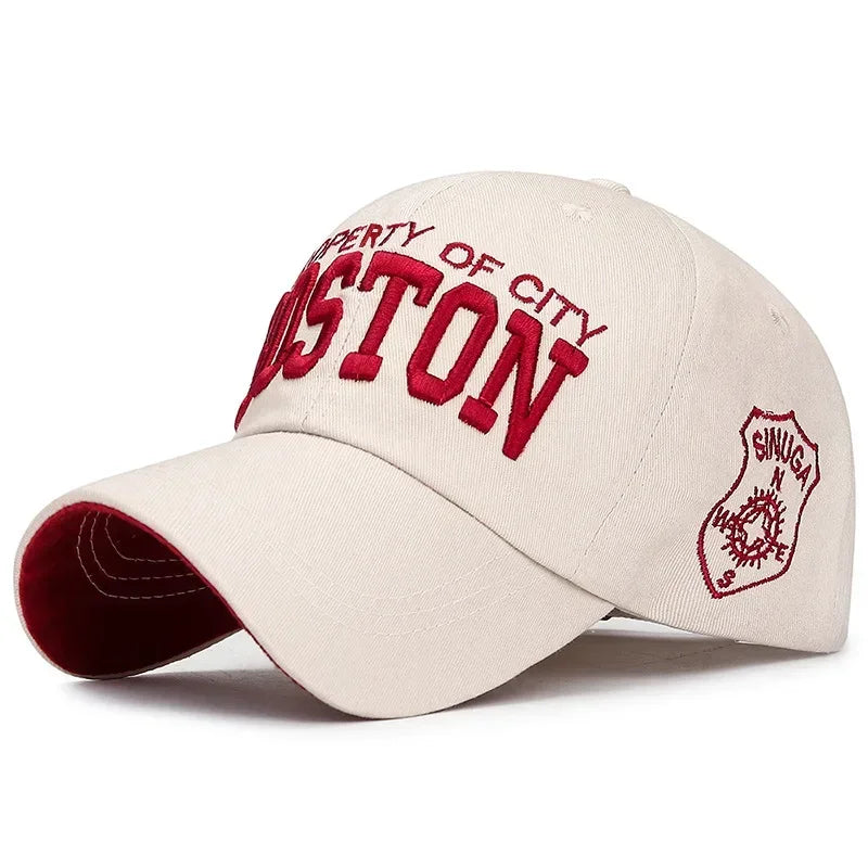 BOSTON Embroidered Baseball Caps, Snapback Designer Men Golf Trucker Hats