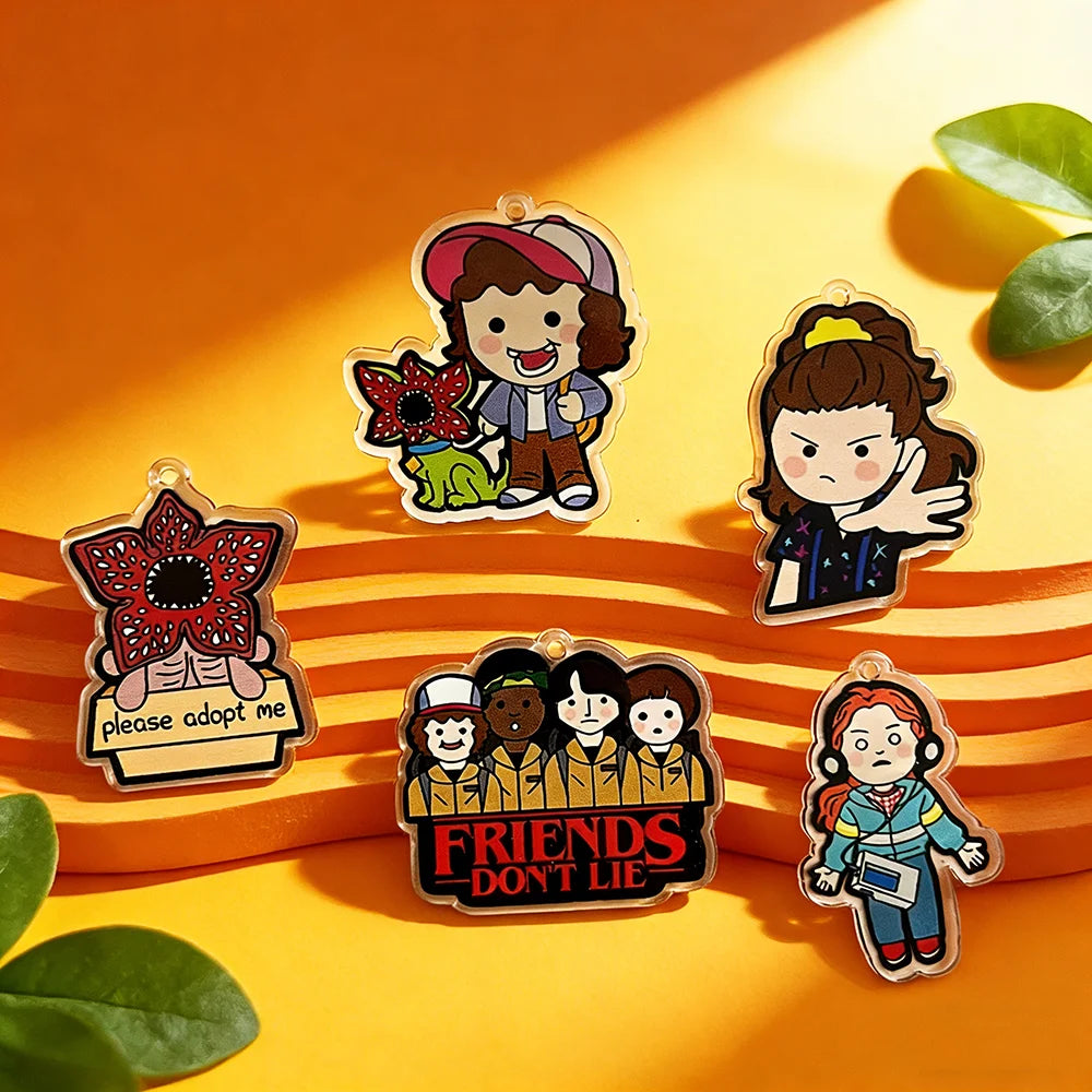 5PCS/Set King Demogorgon Cannibal Flower Acrylic Charms - Cute Horror Pendant for DIY Jewelry Making