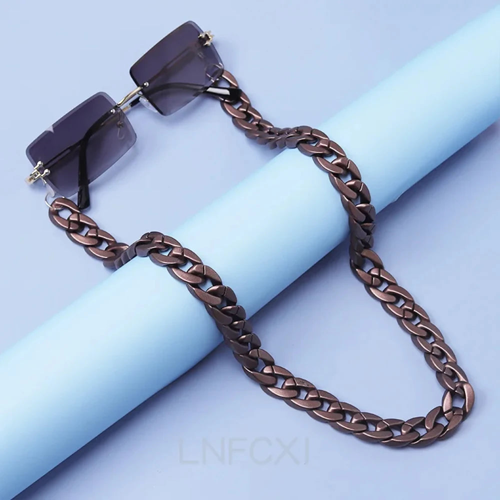 New Matte Retro Acrylic Glasses Chain Lanyards Gold Color Reading Glasses Hanging Neck Chains Sunglasses Chain Straps