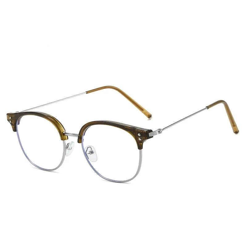 Chic Round Frame Clear Lens Glasses for Women - Slimming Effect, Anti-Blue Light, Fashionable Accessory