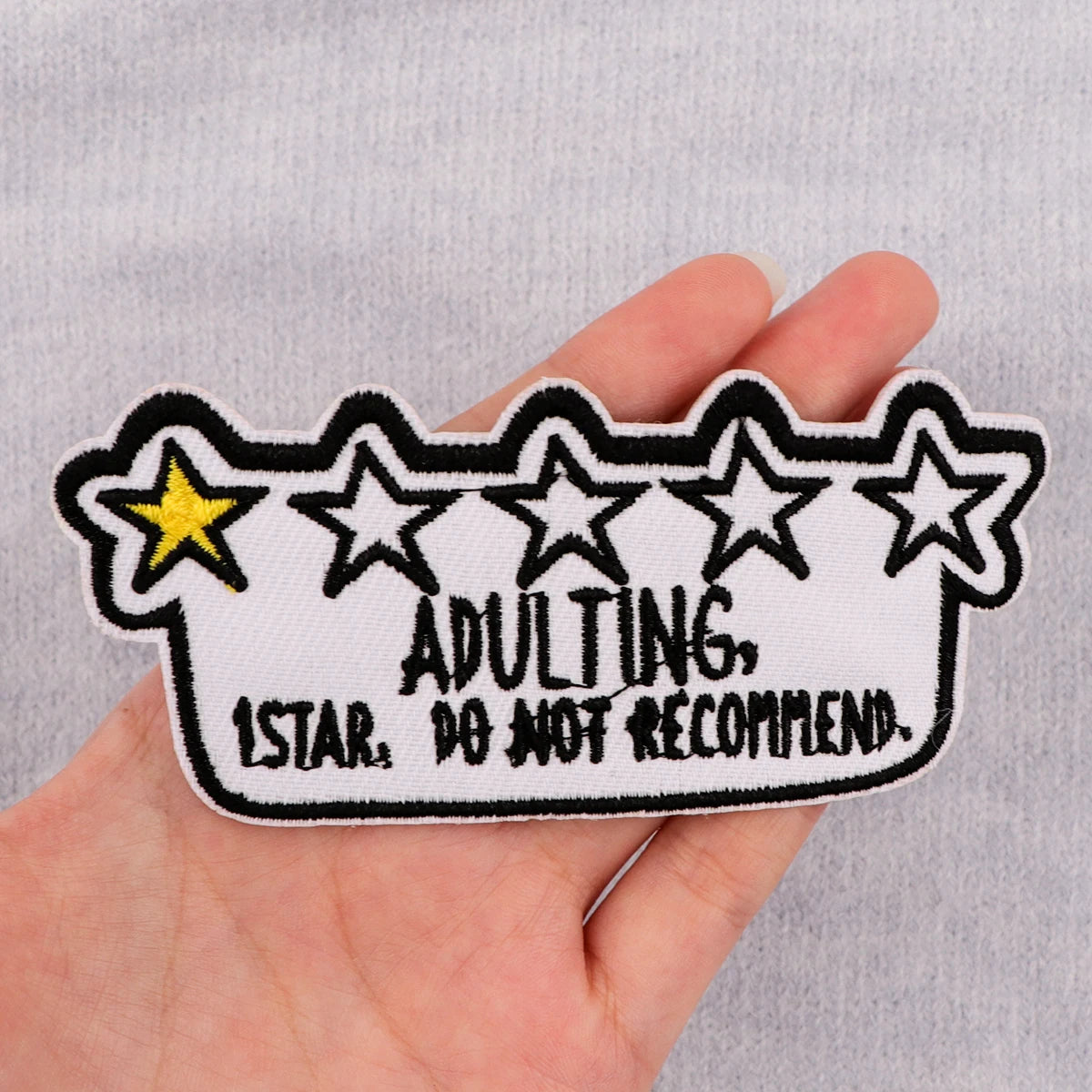 ADULTING Embroidered Patches For Clothing Thermoadhesive DIY Jackets Iron on Patches For Clothes Stars Sew Stickers