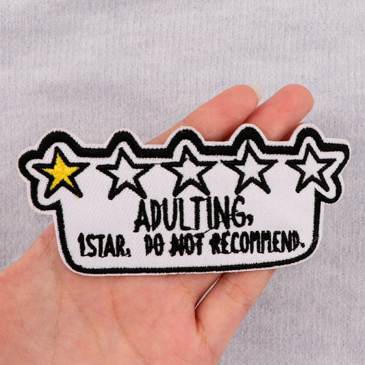 ADULTING Embroidered Patches For Clothing Thermoadhesive DIY Jackets Iron on Patches For Clothes Stars Sew Stickers