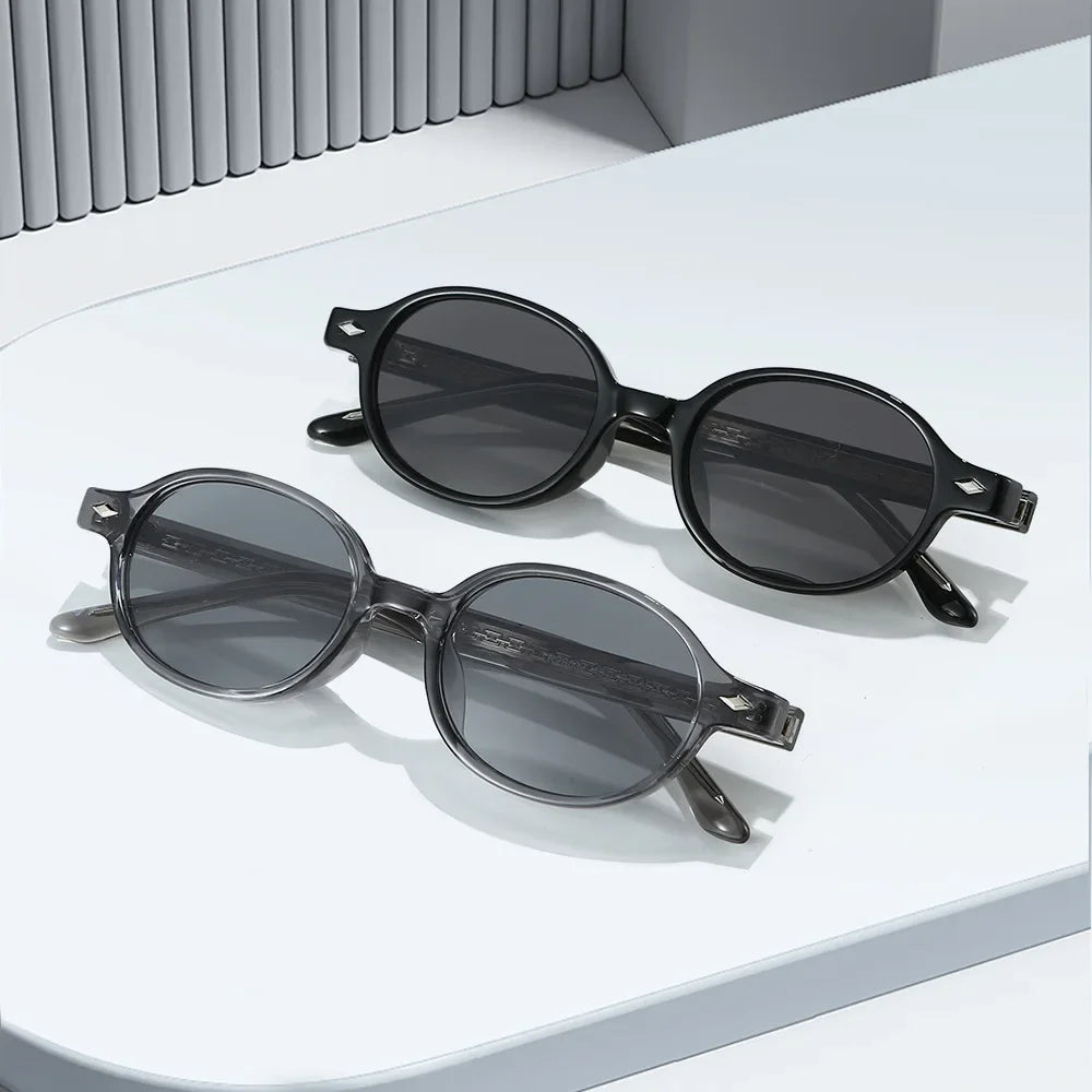 JNPCXI New Retro Small Oval Women Sunglasses TR90 Fashion Candy Color Shades UV400 Men Trending Rivets Punk Sun Glasses
