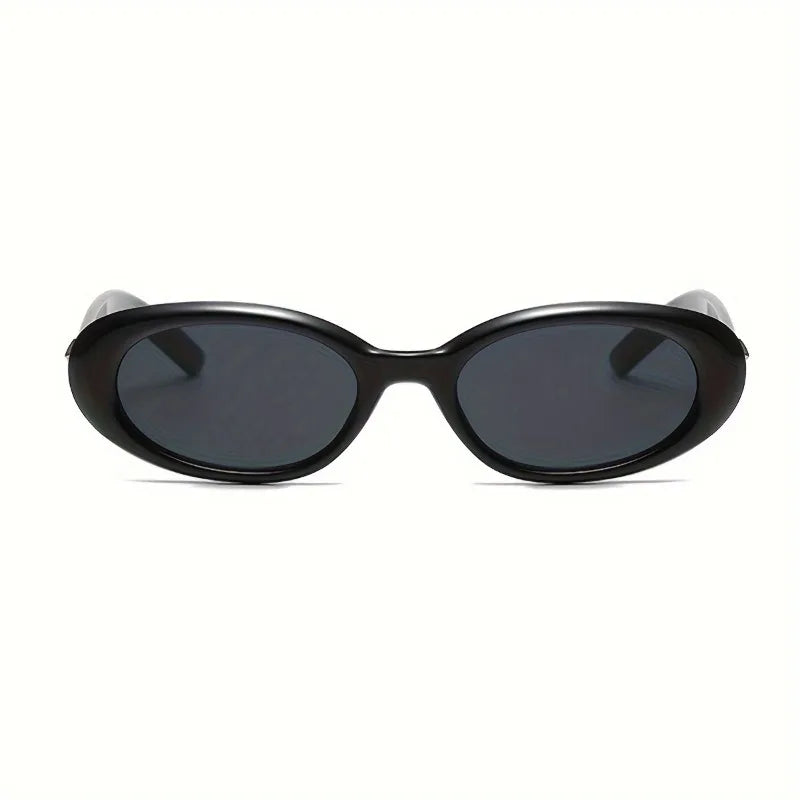 Ladies' Black Oval Metal Decorative Fashionable Glasses Retro Street Style Lightweight Creating A Trendy Appearance