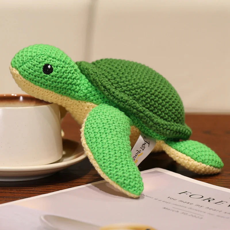 Cute Knitted Cartoon Animal Toy Stuffed Cow Cattle Fox Dinosaur Whale Shark Sitting Standing Small Appeasing Gift