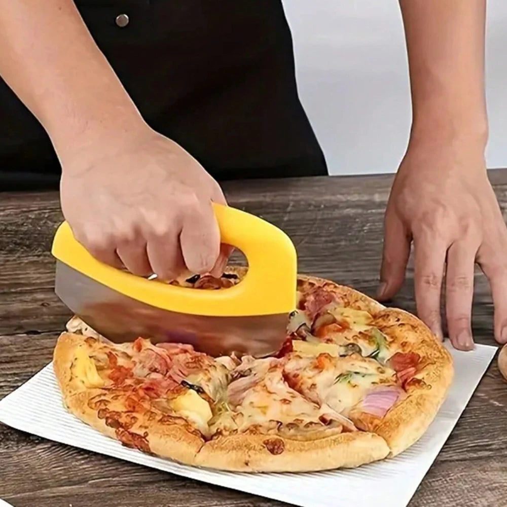 Stainless Steel Semi-Circle Pizza Cutter, Ideal for Pizzas & Pastries, Bakery Essential Tool, Multi-Functional Baking Tool