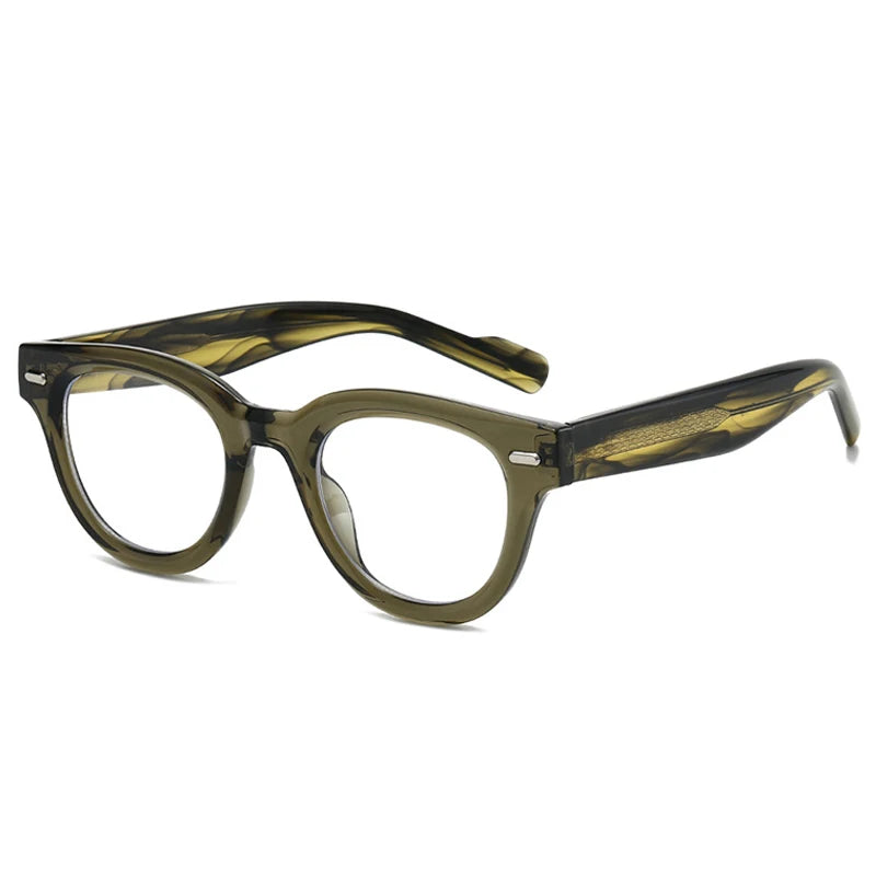 JNPCXI Cat Eye Sunglasses Women Fashion Clear Lens Frame Men Retro Rivet Punk Round Green Leopard Shades UV400 Sun Glasses