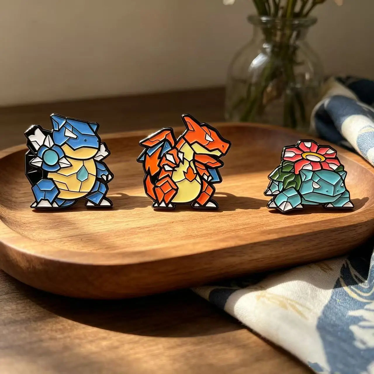 3 PCS New Creative Anime  Isekai Monster Starters Brooch Badge Charizard  Enamel Lapel Pins For Collectors