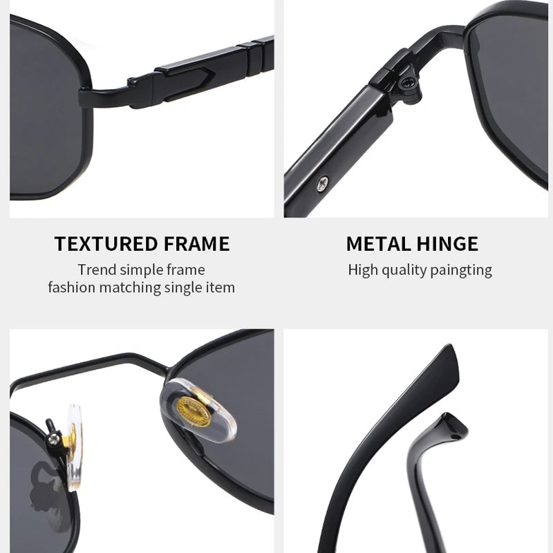 JNPCXI Square Sunglasses Women Men Fashion Driving Metal Frame UV400 Vintage Small Rectangle Sun Glasses Luxury Outdoor Eyewear