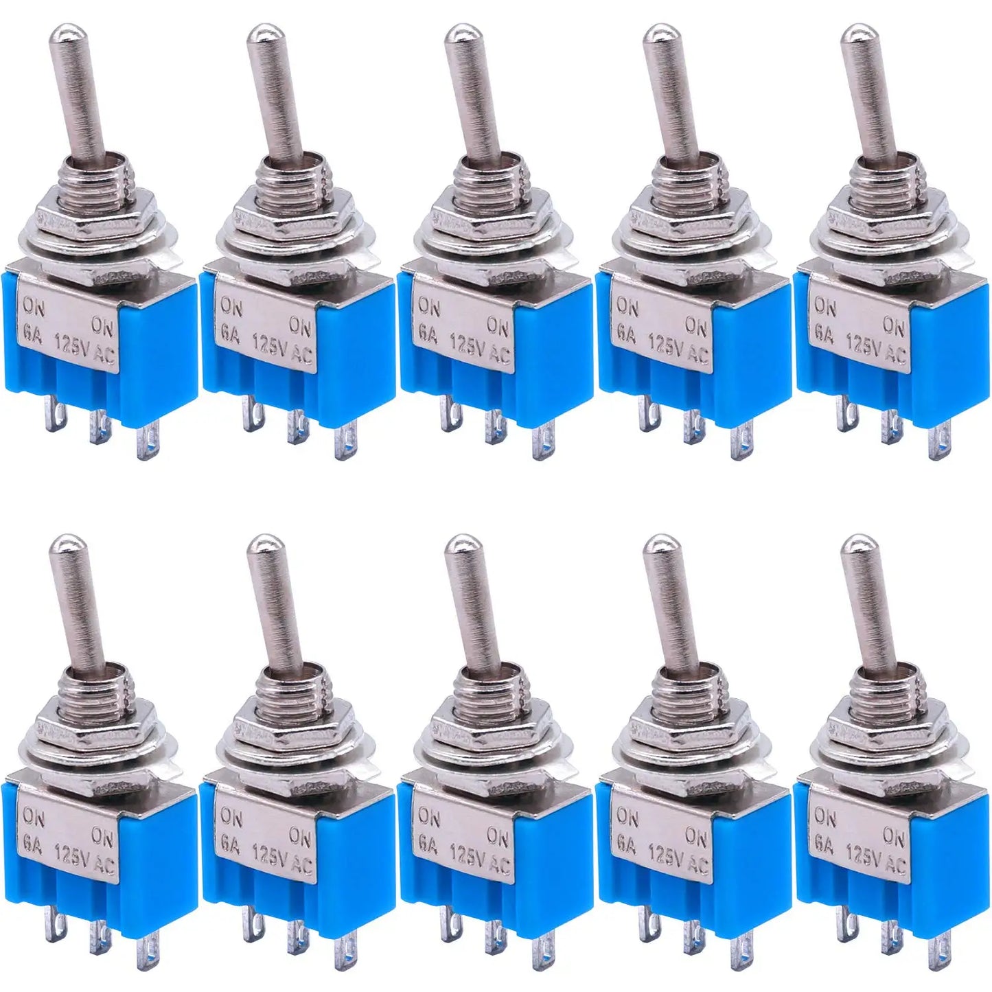 10pcs DPDT Mini Toggle Switch 2pin 2 Position ON/Off Miniature Toggle Switch 6A 125V Toggle Switch