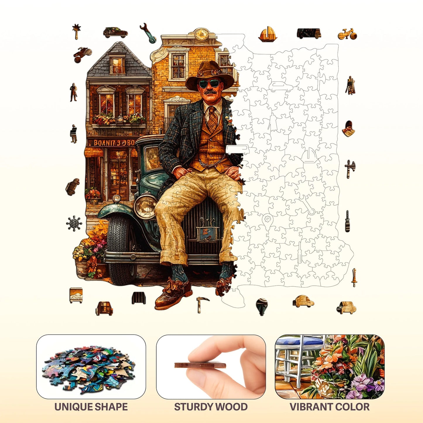 Retro Style Wooden Jigsaw Puzzle Wood Home Decor Painting Christmas and Halloween Gift Toy For Teen And Kid