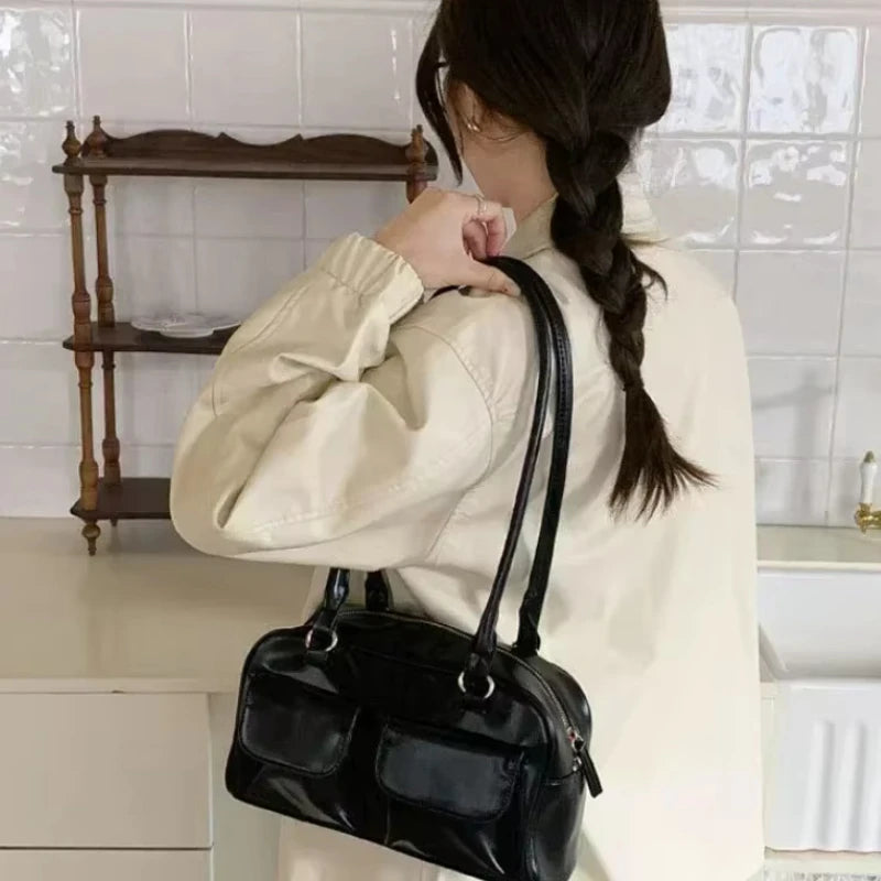 Vintage Ladies Commute Tote Business Shoulder Bag Pu Leather Female Underarm Bag