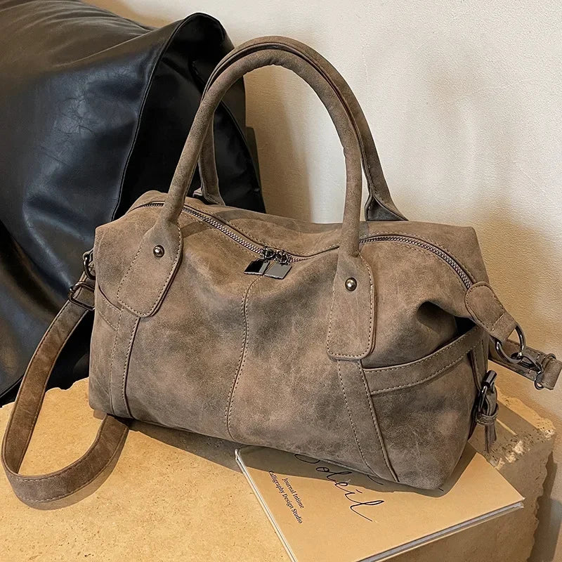 Retro Design PU Leather Shoulder Bags for Women 2026 Korean Fashion High Capacity Armpit Bag Female Crossbody Bag Tote Handbags