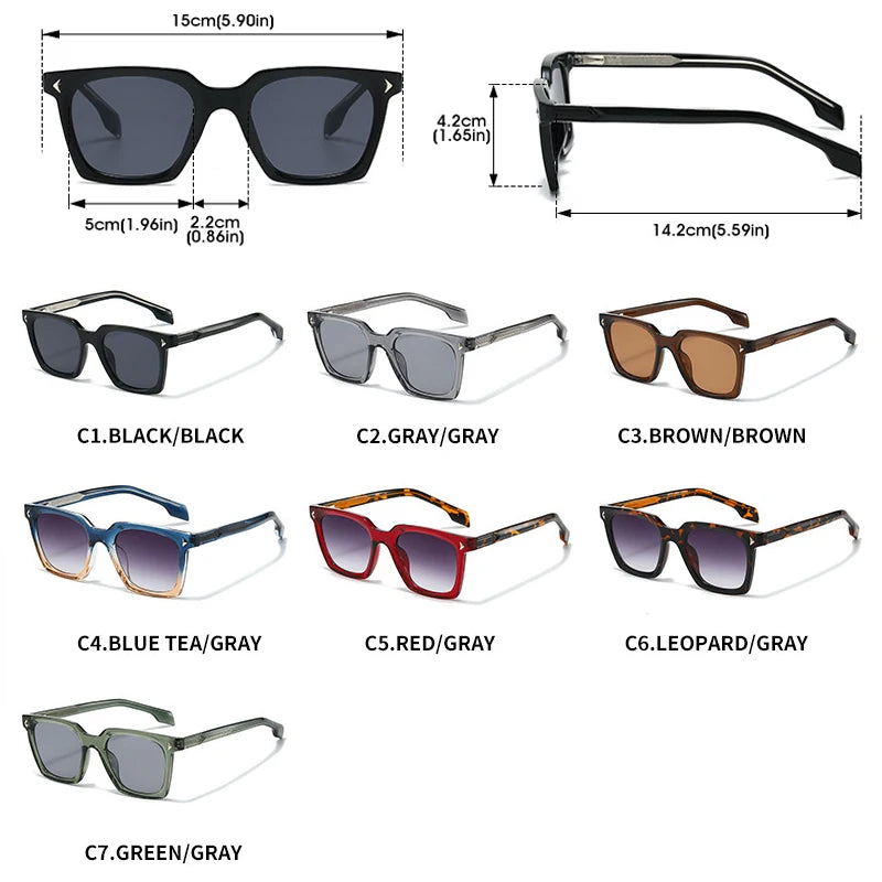 JNPCXI Fashion Sunglasses Men Vintage Square Tr90 Gradient Sun Glasses Outdoor Sports Party Vacation Travel Driving Eyeglasses