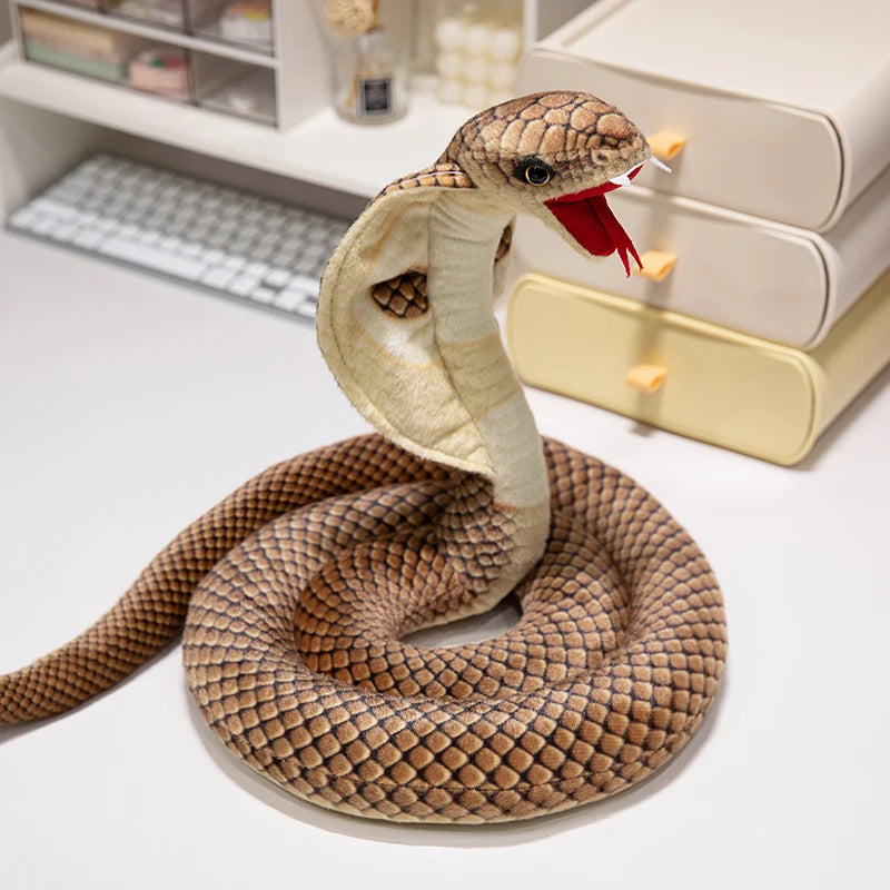 New Simulated Cobra Plush Toy Long Stuffed Snake Plushie Pillow Sofa Chair Decorate Props Girls Boys Present