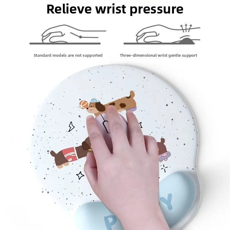 Cartoon Wrist Rest Mouse Pad Memory Foam Keyboard Wrist Support Anti Slip Ergonomic Mousepad for Office Gaming PC Computer Desk