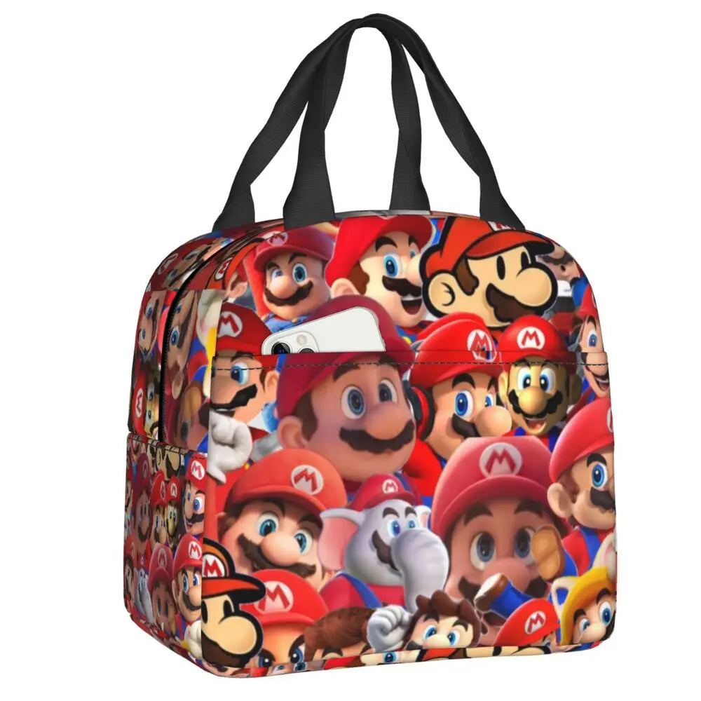Custom Mario Super Bros Insulated Lunch Bag Reusable Thermal Cooler Lunch Box M5