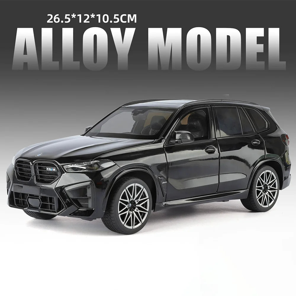 1:18 M3 CS LCI X5M Diecast Model Alloy Toys Car Doors Opened Front Wheel Steering Folding Rearview Mirror Cars Desktop Ornaments