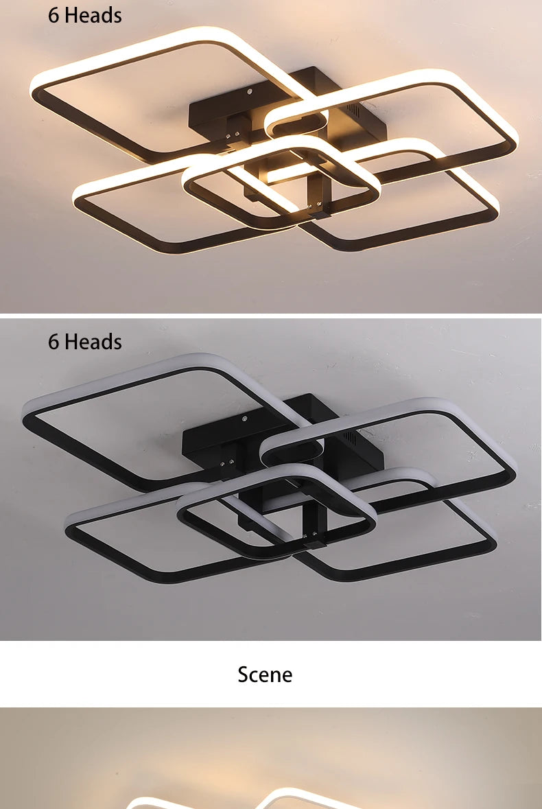 Modern Led Chandelier Living Room White Rectangle Acrylic Ceiling Chandeliers