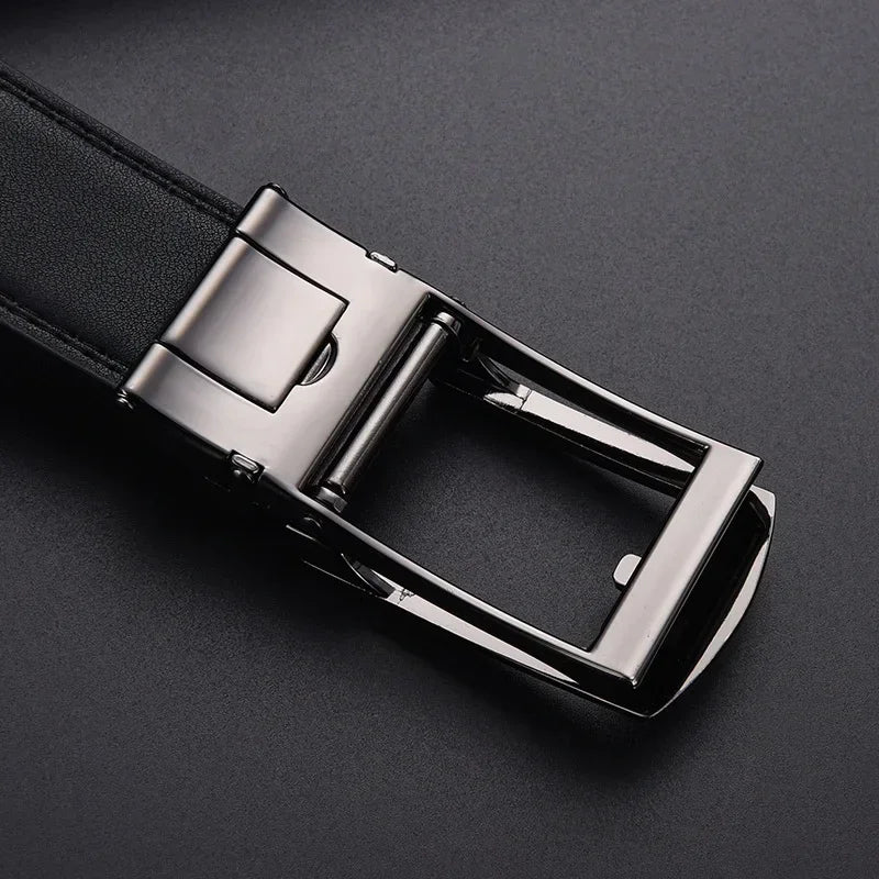 Men's Click Belt Business Luxury Designer Brand Black Leather Belts for Jeans