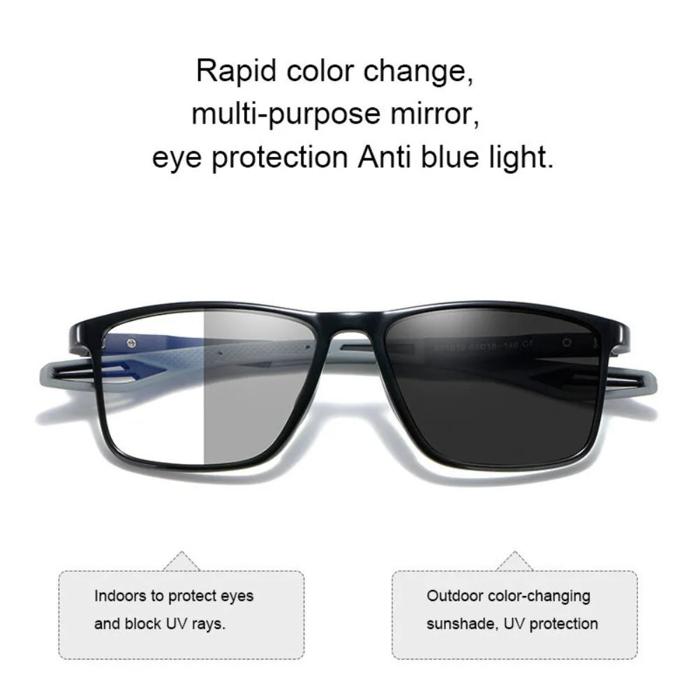 Photochromic Progressive Multifocal Reading Glasses Look Far and Near Eyeglasses Men Sport TR90 Frame Anti Blue Light Graded Eye