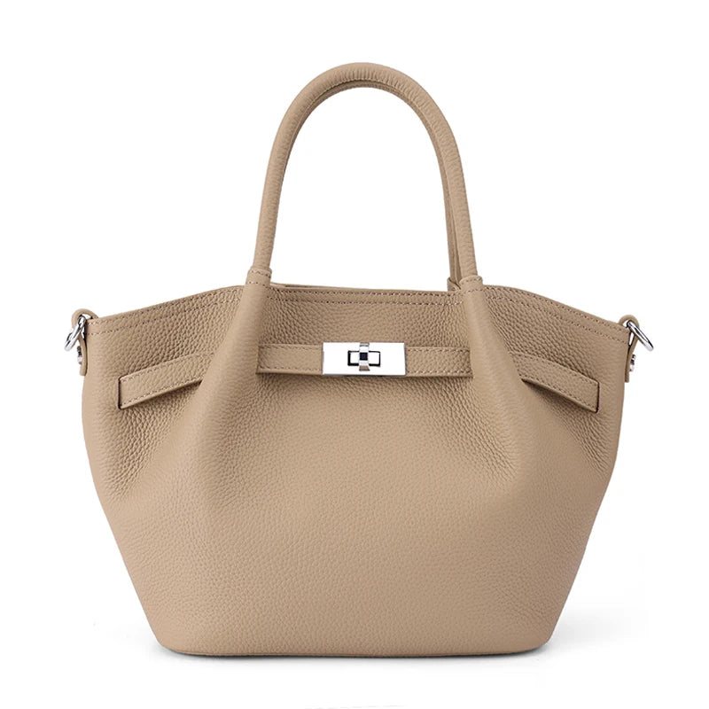 Fashionable Ladies' Genuine Leather Bucket Bag luxury designer handbags, top-grain leather commuting crossbody All-match Bag