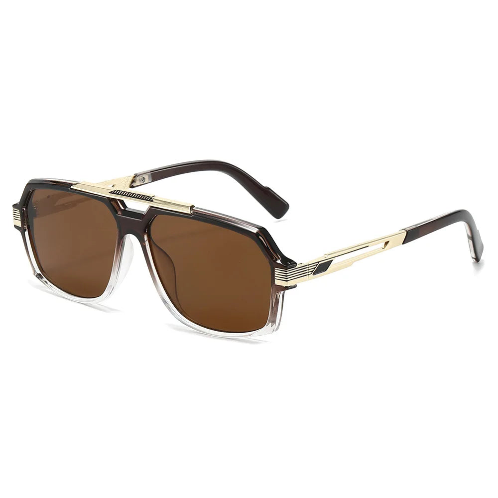 JNPCXI New Retro Double Bridges Square Women Sunglasses Fashion Trending Blue Gradient Shades UV400 Men Sun Glasses