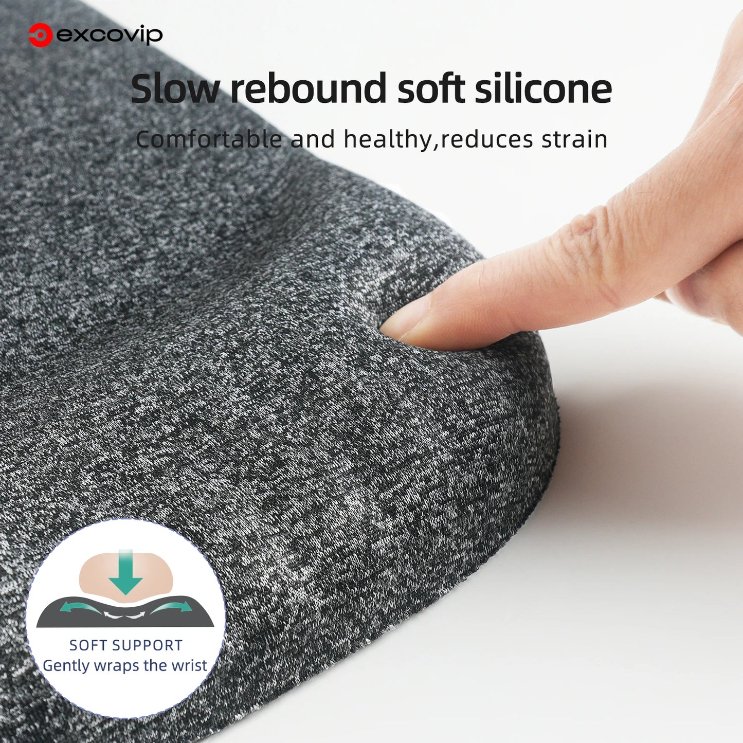 EXCO Silicone Wrist Rest Mouse Pad Large Non-Slip PU Base Ergonomic Support Mousepad for Office Pain Relief Laptop Computer Home