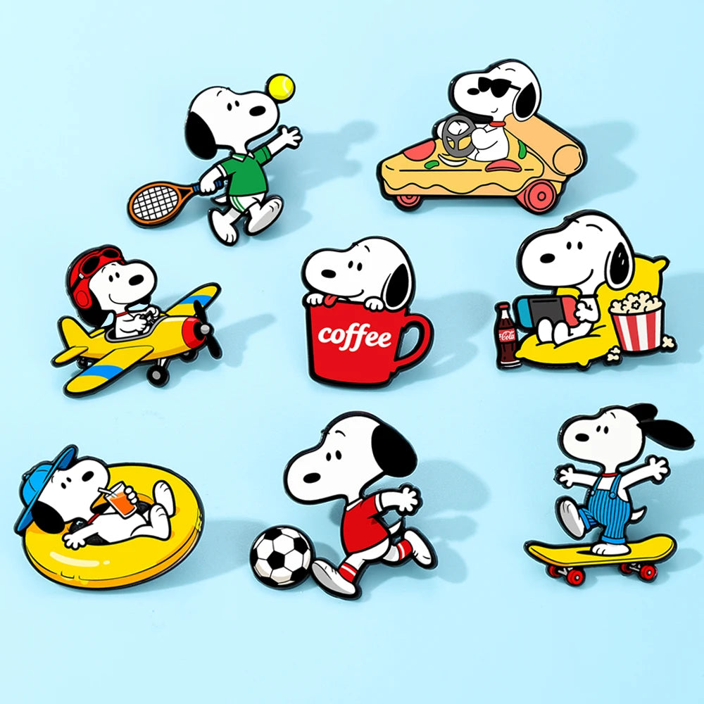 8pcs Cartoon White Puppy Dogs Enamel Brooch Cute Animal Badge Lapel Pin Fashionable Jewelry Accessories Gift For Friends