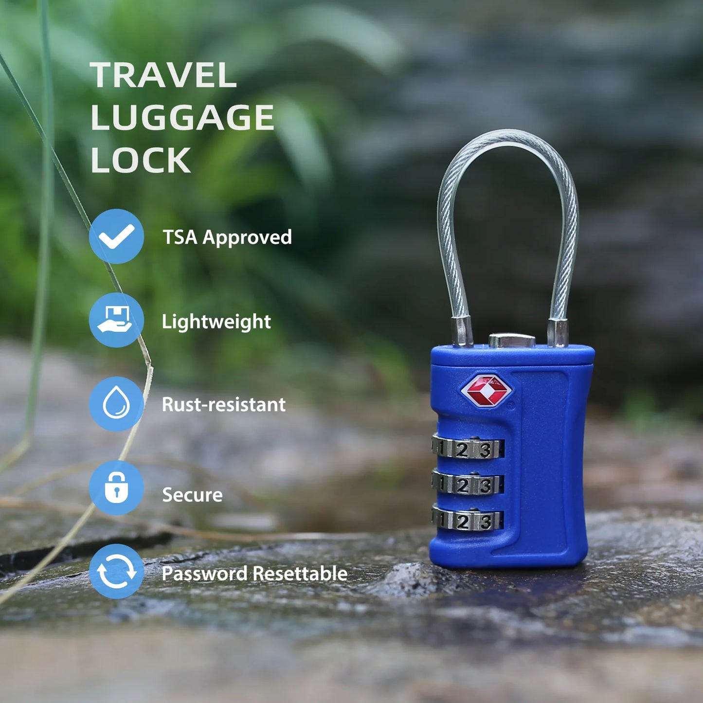 1Pc TSA Approved Luggage Travel Lock Filing Cabinets Toolbox Case  ABS Steel Cable Gym Locker padlock smart lock  lock box