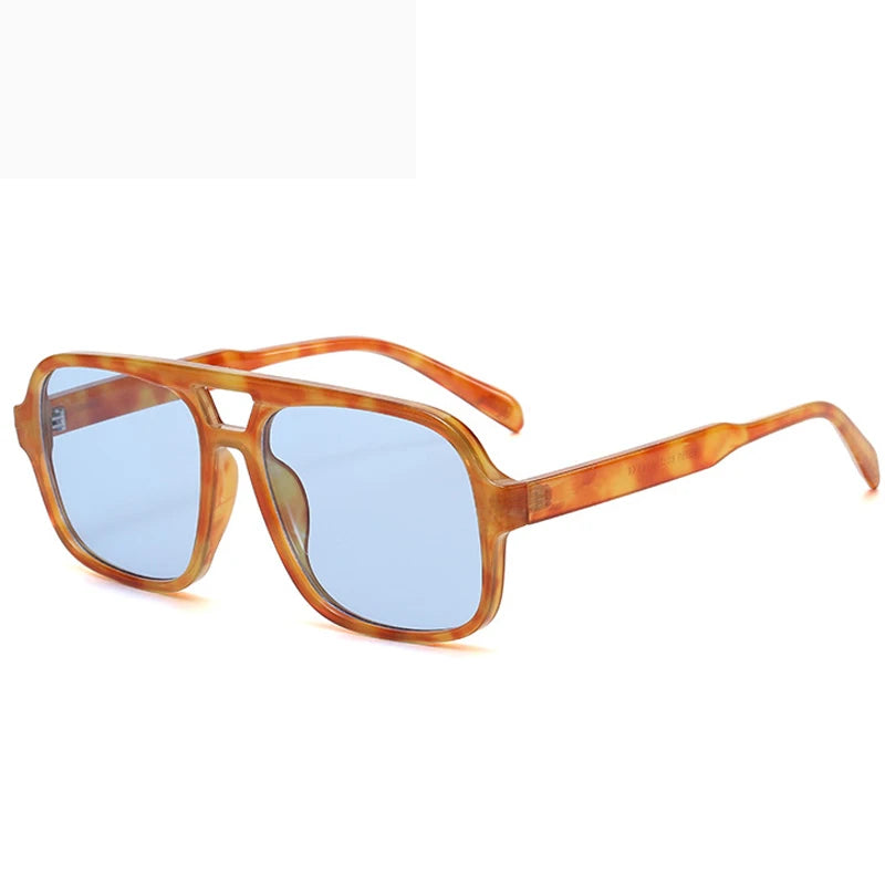 JNPCXI Retro Double Bridges Square Women Luxury Sunglasses Fashion Green Shades UV400 Men Gradient Sun Glasses