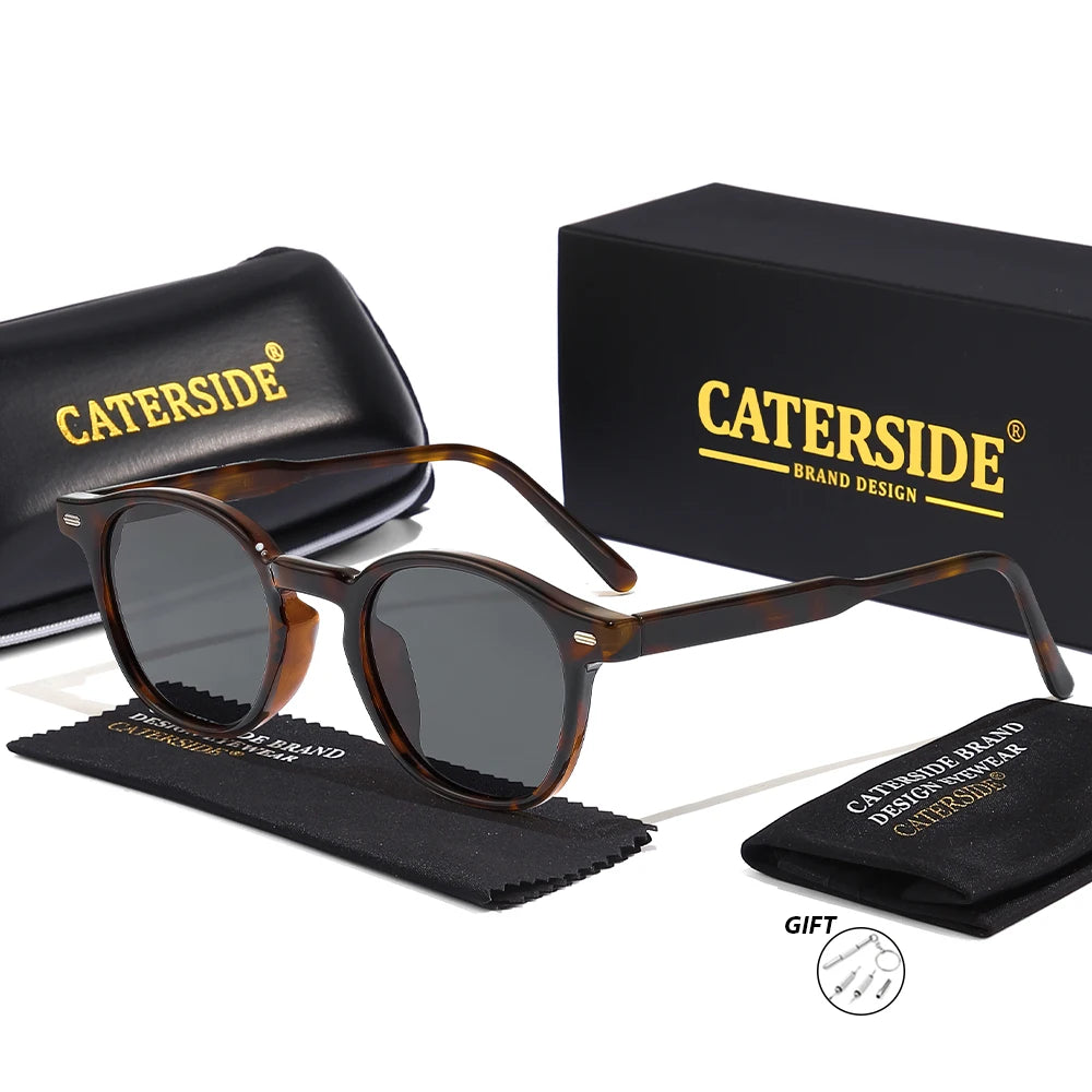 CATERSIDE Round Optical Sunglasses Men's Tr Frame Custom Prescription Sun Glasses Women's Retro Driving Fishing Punk Glasses