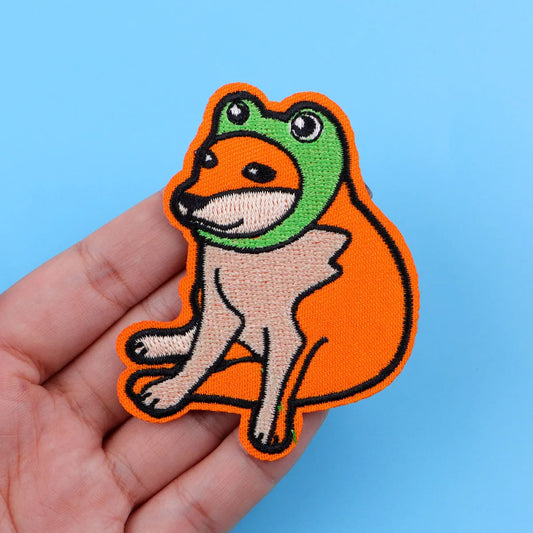 Funny Dog Embroidery Patch Cute Frog Eye Iron On Patches For Clothing Thermoadhesive Patches On Clothes DIY Sew Badges