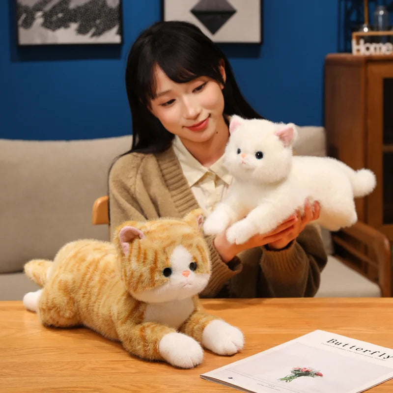 Cute Kitten Plush Toys Stuffed Animals Pet Lie Down Doll Pillow Plushies Soft Toy Children's Christmas Gifts Toys for Girl Boys