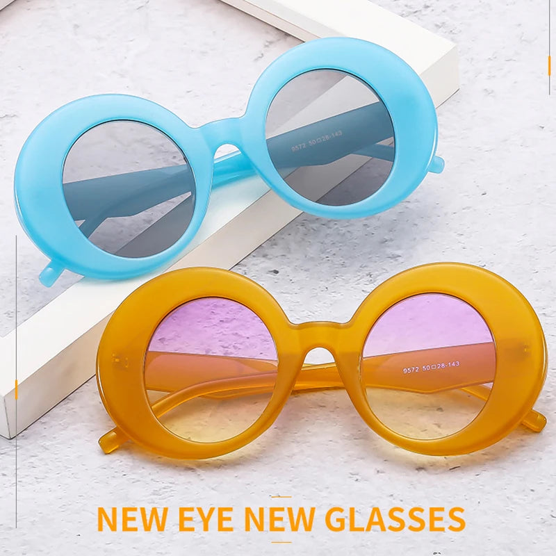 JNPCXI Fashion Oversized Women Oval Orange Colorful Sunglasses Retro Gradient Punk Men Sun Glasses