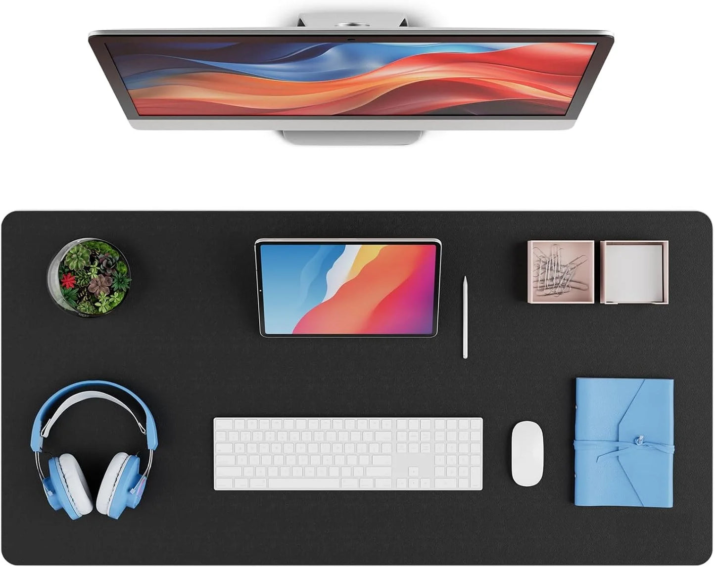 Leather Desk Pad Protector, Office Desk Mat, Large PVC Leather Desk Blotter, Non-Slip Mouse Pad