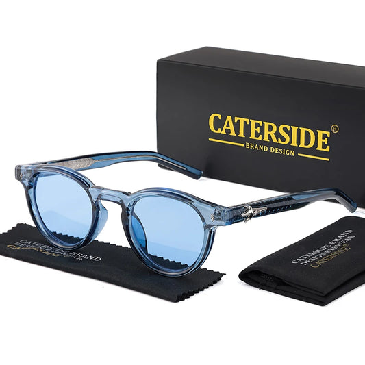 CATERSIDE Retro Round Small Sunglasses for Men Vintage Punk Brand Design Luxury Sun Glasses Women's Travel Party Eyewear Gifs