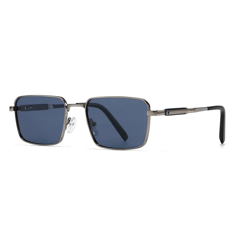 JNPCXI Polarized Fashion Rectangle Sunglasses Women Retro Tea Tea Rivets Men Punk Sun Glasses Shades UV400