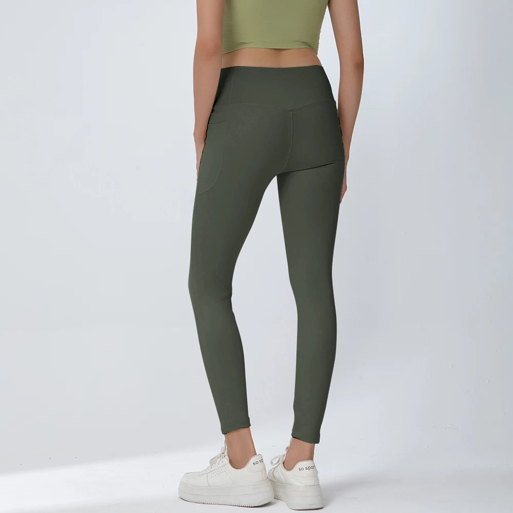 Women's High - Waist Yoga Pants with Pocket, Stretchable, Quick - Dry, for Fitness, Running, Pilates, Multiple Colors