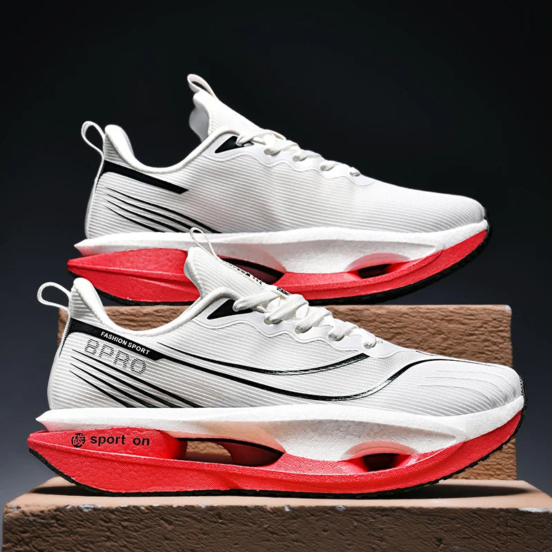 Men Sports Running Shoes Marathon Carbon Board Air Cushion Breathable Lightweight Women's Comfortable Athletic Nonskid Sneakers