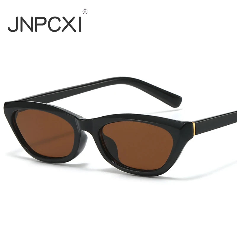 JNPCXI New Fashion Candy Color Small Black Tea Cat Eye Women Sunglasses UV400 Retro Men Sun Glasses