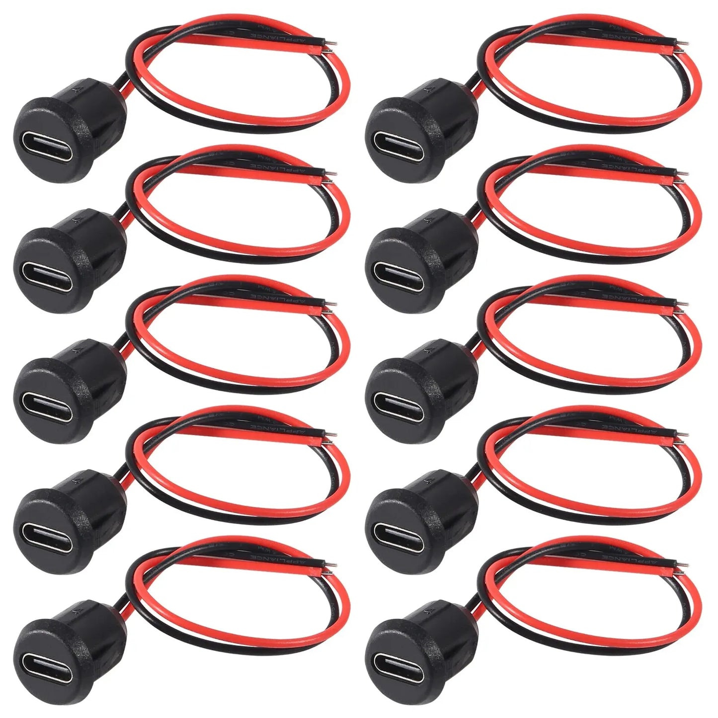 5pcs Type-C Female 2Pin USB Connector Type-C Waterproof with Female Socket Fast Charging Jack Charging Port USB-C Charger Plug