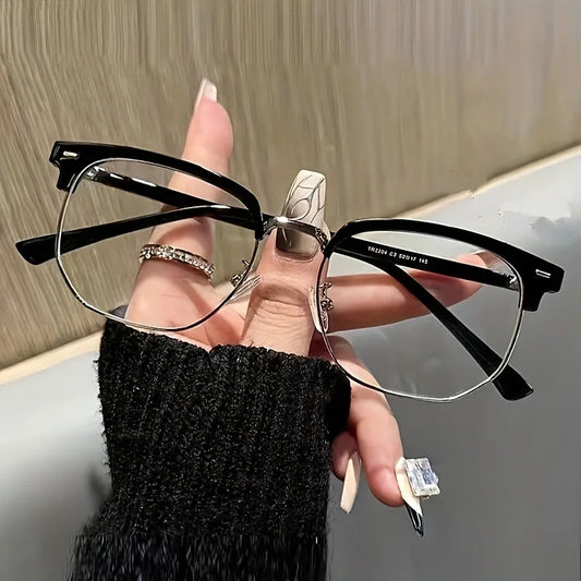 Men's And Women's Half-framed Ultra-light Glasses Frames Anti-blue Light Flat Glasses For Computers Mobile Phones