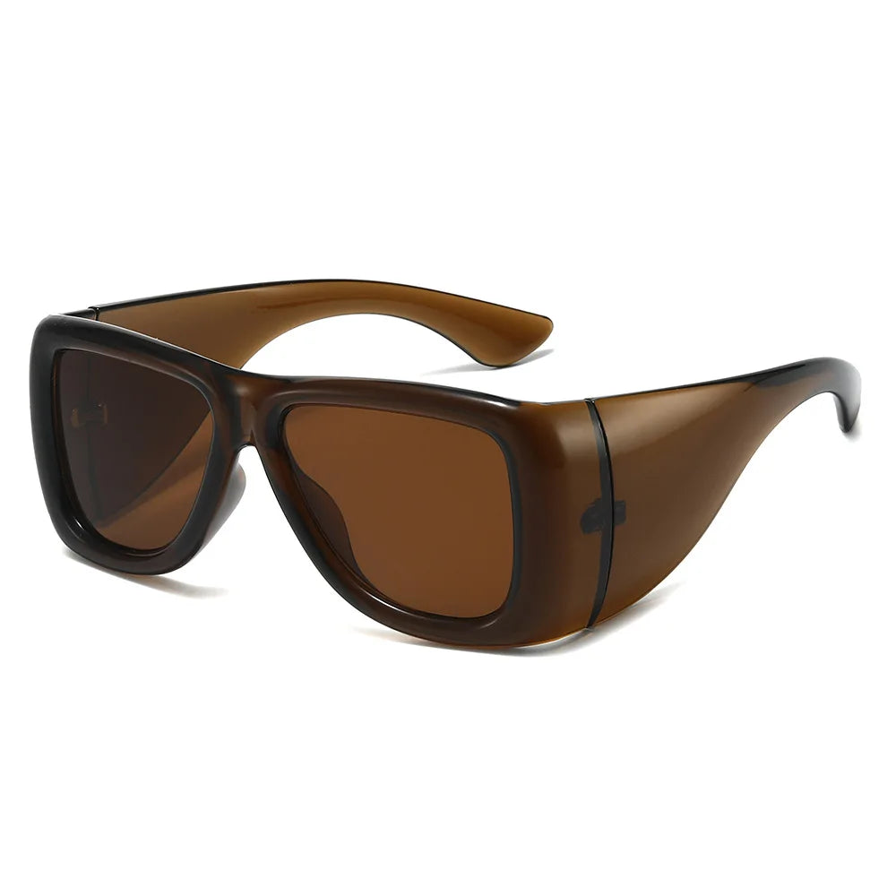 JNPCXI New Oversized Square Jelly Color Sunglasses Women Fashion Wide Legs UV400 Retro Men Trending Punk Outdoor Sun Glasses