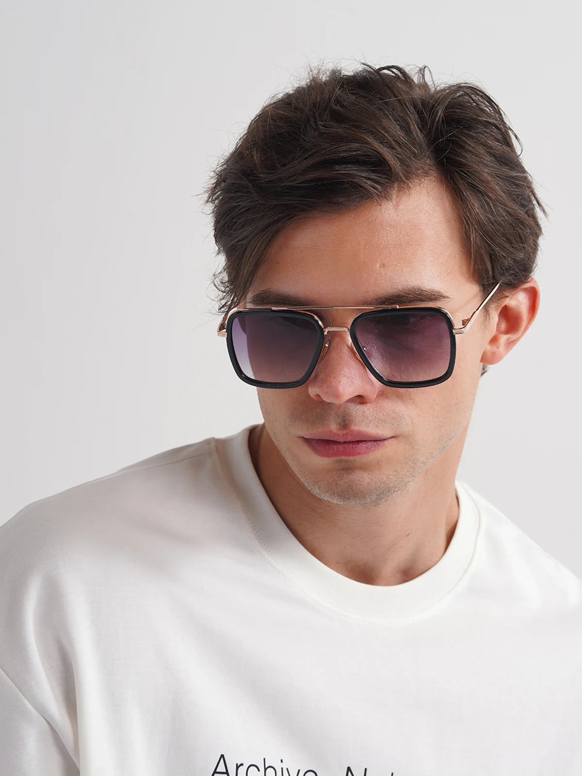 Ruiao 2026 Square Mens Designer Sunglasses Metal Frame Gradient Luxury Shades UV400 Rectangle Pilot Sun Glasses for Men
